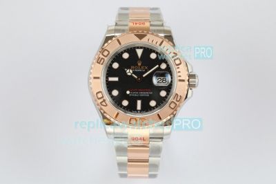 Rolex EW Factory Yacht Master Watch Two Tone Rose Gold Black Dial 40MM